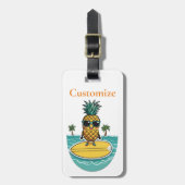 Ananas Surfer Rides Een Wave Thunder_Cove Bagagelabel (Voorkant verticaal)