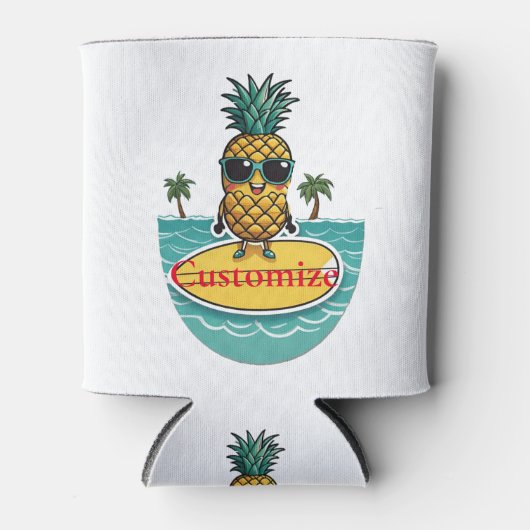 Ananas Surfer Rides Een Wave Thunder_Cove Blikjeskoeler (Voorkant)