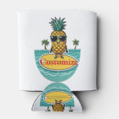 Ananas Surfer Rides Een Wave Thunder_Cove Blikjeskoeler (Achterkant)