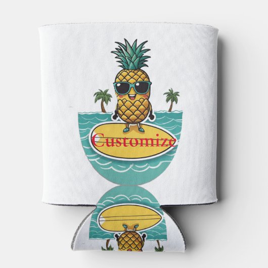 Ananas Surfer Rides Een Wave Thunder_Cove Blikjeskoeler (Achterkant)