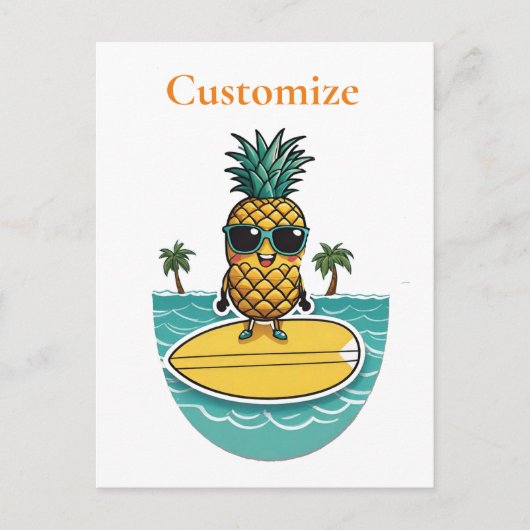 Ananas Surfer Rides Een Wave Thunder_Cove Briefkaart (Voorkant)