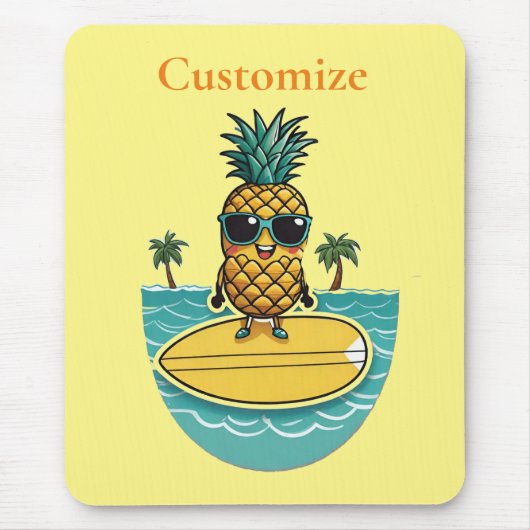 Ananas Surfer Rides Een Wave Thunder_Cove Muismat (Voorkant)