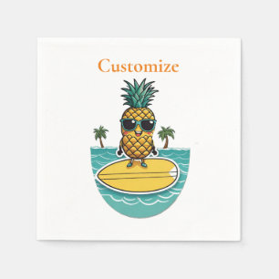 Ananas Surfer Rides Een Wave Thunder_Cove Servet