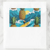 Ananas Surfer: Zomer Tropisch Avontuur Rechthoekige Sticker (Tas)