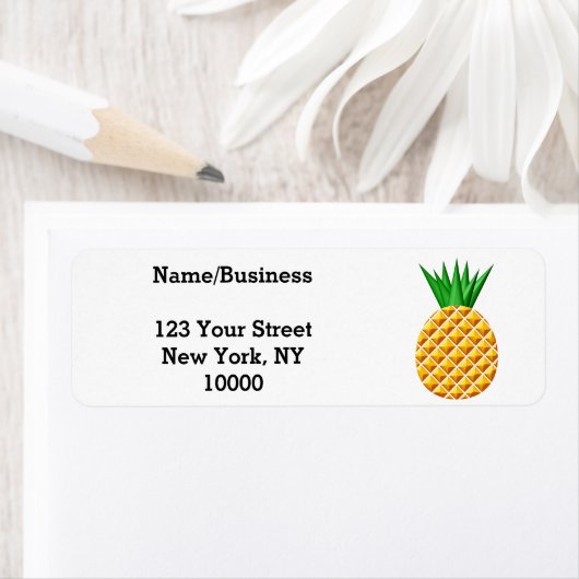 Ananas tekening in geel en groen etiket (Insitu)