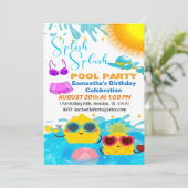 Ananas tekent zich aan op de dag van de pool Invit Kaart (Staand voorkant)