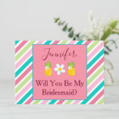 ananas thema bruidsmeisje voorstel kaart (Staand voorkant)