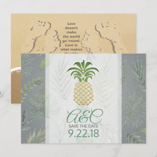 Ananas Thema Save the Date (Voorkant / Achterkant)