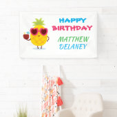 Ananas Tiki Party Gepersonaliseerde Luau Banner (Insitu)