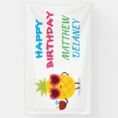 Ananas Tiki Party Gepersonaliseerde Luau Banner (Verticaal)