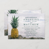 Ananas Tropical Beach Bestemming Bruiloft Kaart (Voorkant / Achterkant)