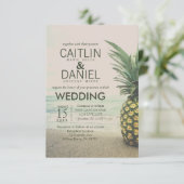 Ananas Tropical Beach Bestemming Bruiloft Kaart (Staand voorkant)