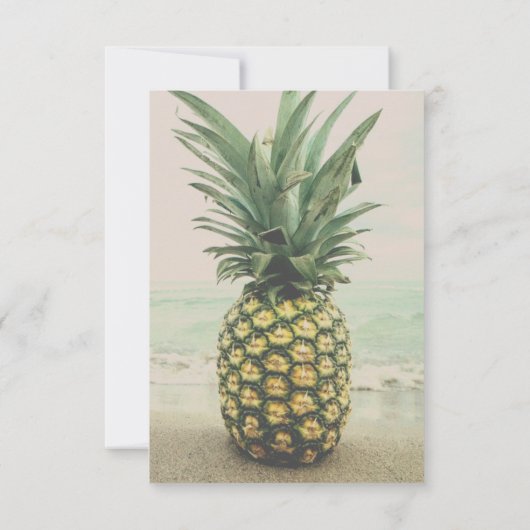 Ananas Tropical Beach Bestemming Bruiloft Kaart (Achterkant)
