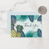 Ananas Tropical Leaf Dank u kaart Notitiekaartje (Voorkant / Achterkant in situ)