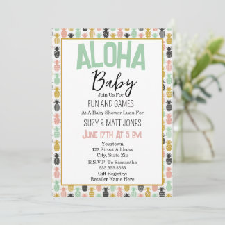 Ananas Tropical Luau Hawaiian Aloha Baby shower Kaart