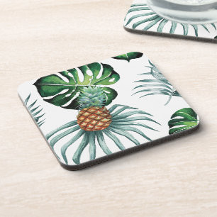Ananas Tropisch Aquarel Jungle Palm Patroon Bier Onderzetter