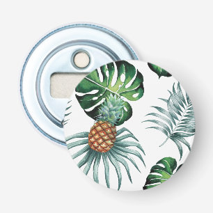 Ananas Tropisch Aquarel Jungle Palm Patroon Button Flesopener