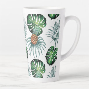 Ananas Tropisch Aquarel Jungle Palm Patroon Latte Mok