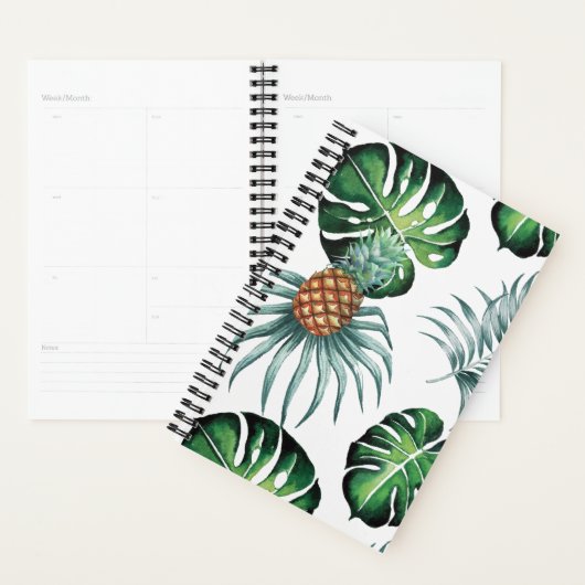 Ananas Tropisch Aquarel Jungle Palm Patroon Planner (Display)