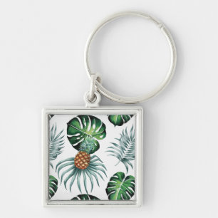 Ananas Tropisch Aquarel Jungle Palm Patroon Sleutelhanger