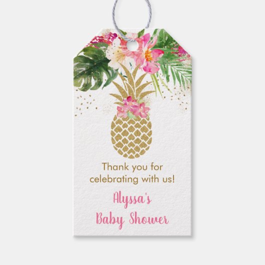Ananas Tropisch Baby shower Cadeaulabel (Voorkant)