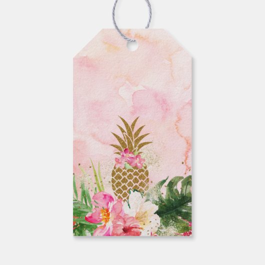 Ananas Tropisch Baby shower Cadeaulabel (Achterkant)