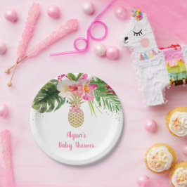 Ananas Tropisch Baby shower Papieren Bordje