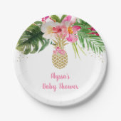 Ananas Tropisch Baby shower Papieren Bordje (Voorkant)