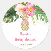 Ananas Tropisch Baby shower Ronde Sticker (Voorkant)