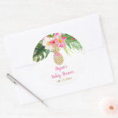 Ananas Tropisch Baby shower Ronde Sticker (Envelop)