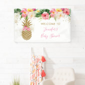 Ananas Tropisch Baby shower Spandoek (Insitu)