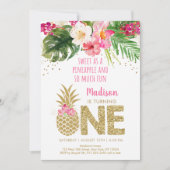 Ananas Tropisch Bloem 1e Verjaardag Kaart (Voorkant)