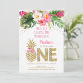 Ananas Tropisch Bloem 1e Verjaardag Kaart (Staand voorkant)