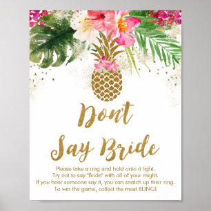 Ananas Tropisch Bloemig Zeg Niet Bruid Spel Poster