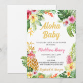 Ananas Tropisch Floral Aloha Baby shower Kaart (Voorkant / Achterkant)