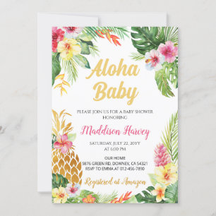 Ananas Tropisch Floral Aloha Baby shower Kaart
