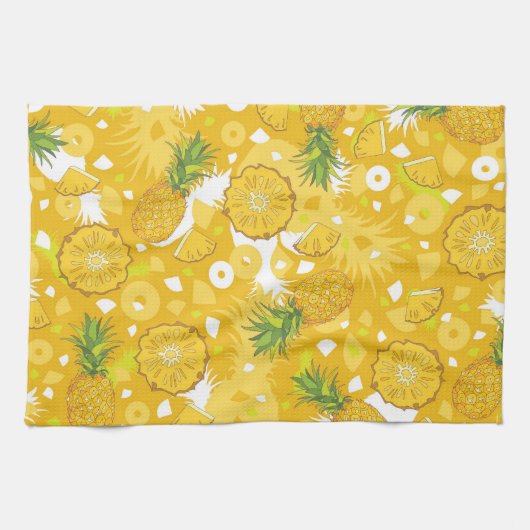 Ananas - Tropisch geel keukenhanddoek (Horizontaal)