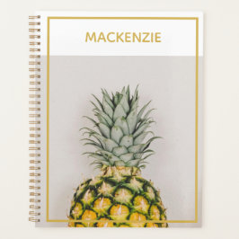Ananas Tropisch Goud Gepersonaliseerde Naam Planner