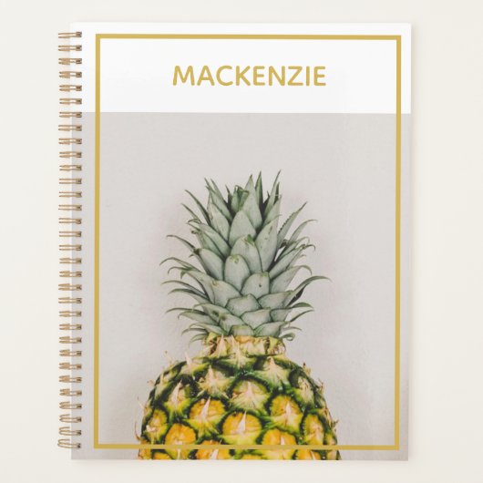 Ananas Tropisch Goud Gepersonaliseerde Naam Planner (Voorkant)