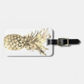 Ananas Tropisch Goud op Wit Bagagelabel (Voorkant horizontaal)