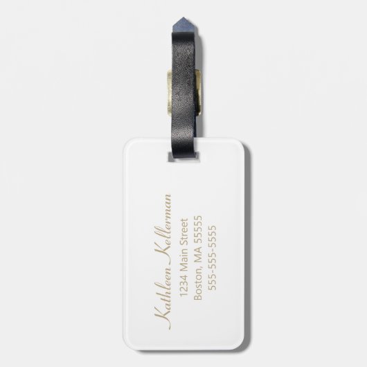 Ananas Tropisch Goud op Wit Bagagelabel (Achterkant verticaal)