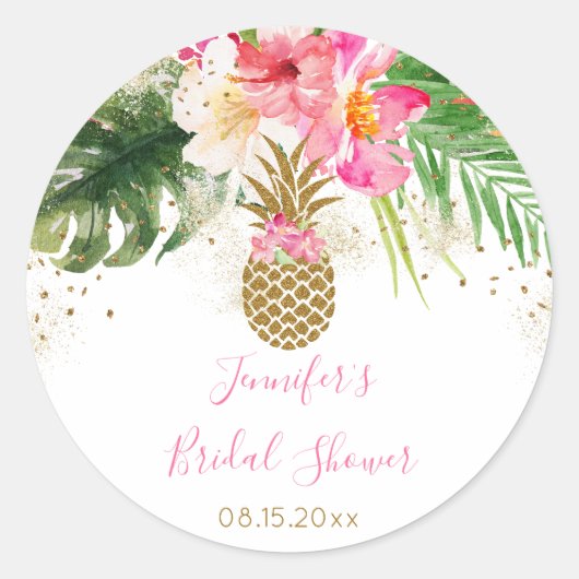 Ananas Tropisch Vrijgezellenfeest Ronde Sticker (Voorkant)