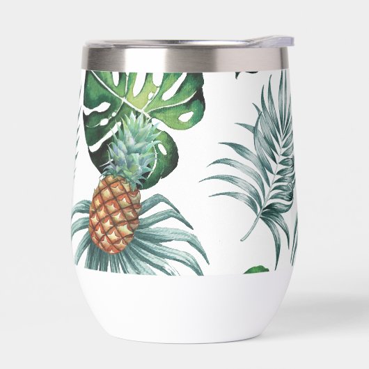 Ananas Tropisch Waterverf Jungle Palm Patroon (Links)