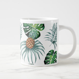 Ananas Tropisch Waterverf Jungle Palm Patroon Grote Koffiekop