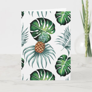 Ananas Tropisch Waterverf Jungle Palm Patroon Kaart