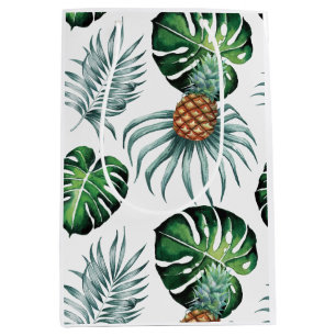 Ananas Tropisch Waterverf Jungle Palm Patroon Medium Cadeauzakje
