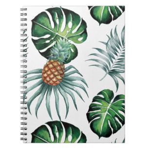 Ananas Tropisch Waterverf Jungle Palm Patroon Notitieboek