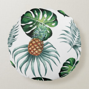 Ananas Tropisch Waterverf Jungle Palm Patroon Rond Kussen
