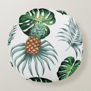 Ananas Tropisch Waterverf Jungle Palm Patroon Rond Kussen