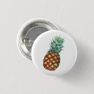 Ananas Tropisch Waterverf Jungle Palm Patroon Ronde Button 3,2 Cm
